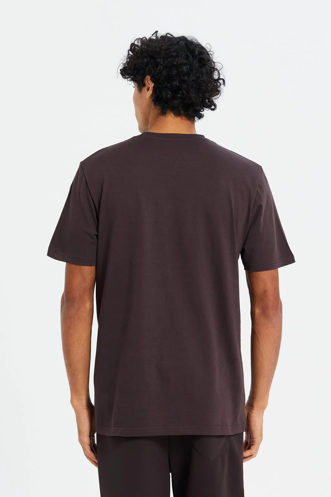 Men Burgundy Reflective Print T-Shirt sold by Redtag product image thumbnail 3