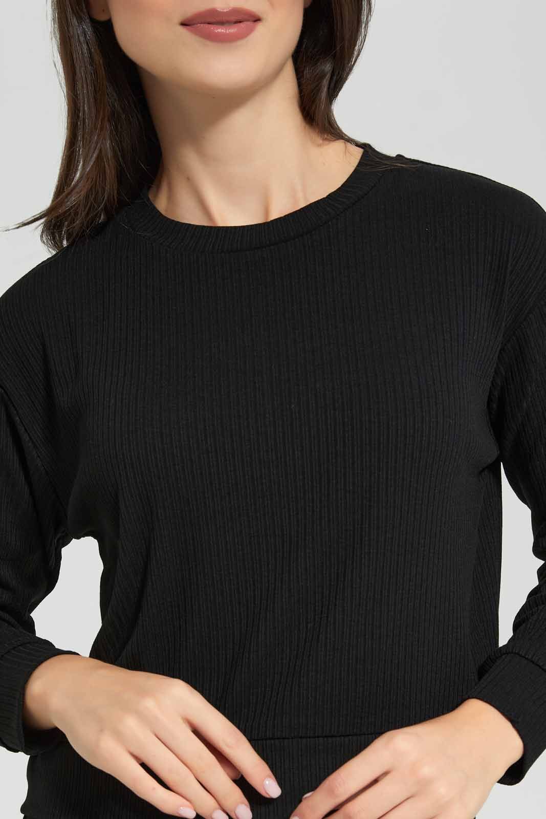 Black Ribbed Lounge Sweatshirt For Women sold by Redtag product image thumbnail 3