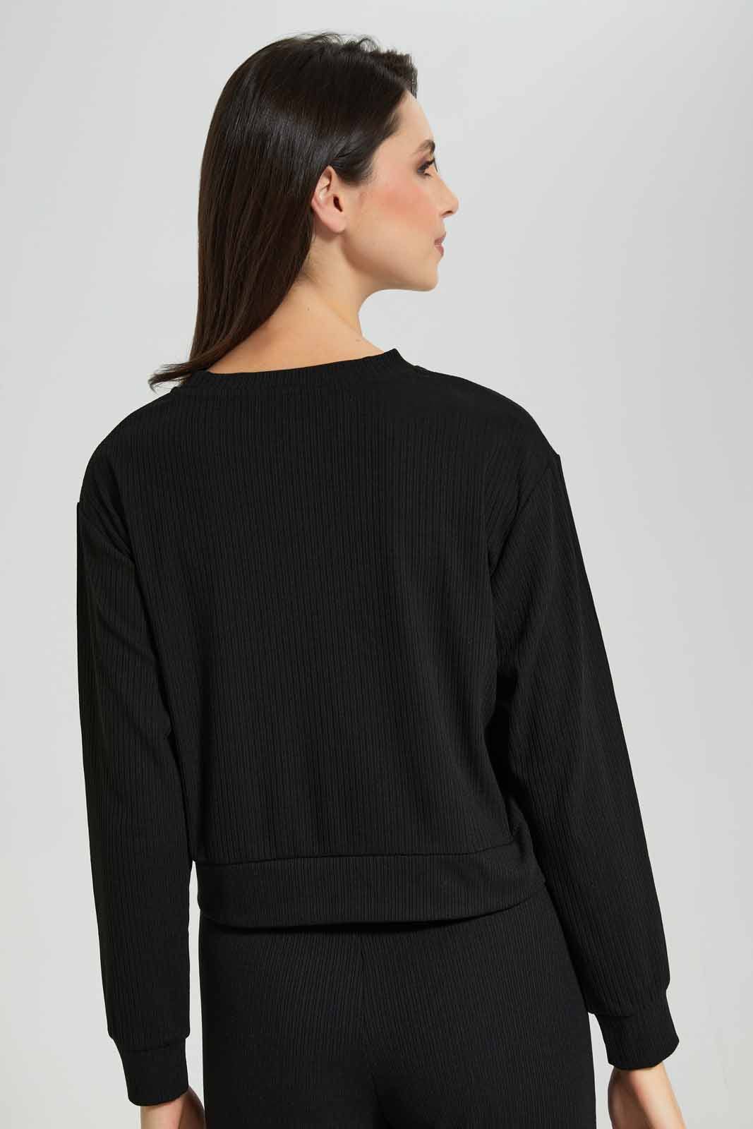 Black Ribbed Lounge Sweatshirt For Women sold by Redtag product image thumbnail 4