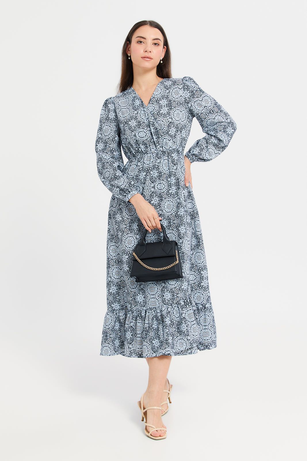 Women Blue Printed Dress sold by Redtag product image thumbnail 4