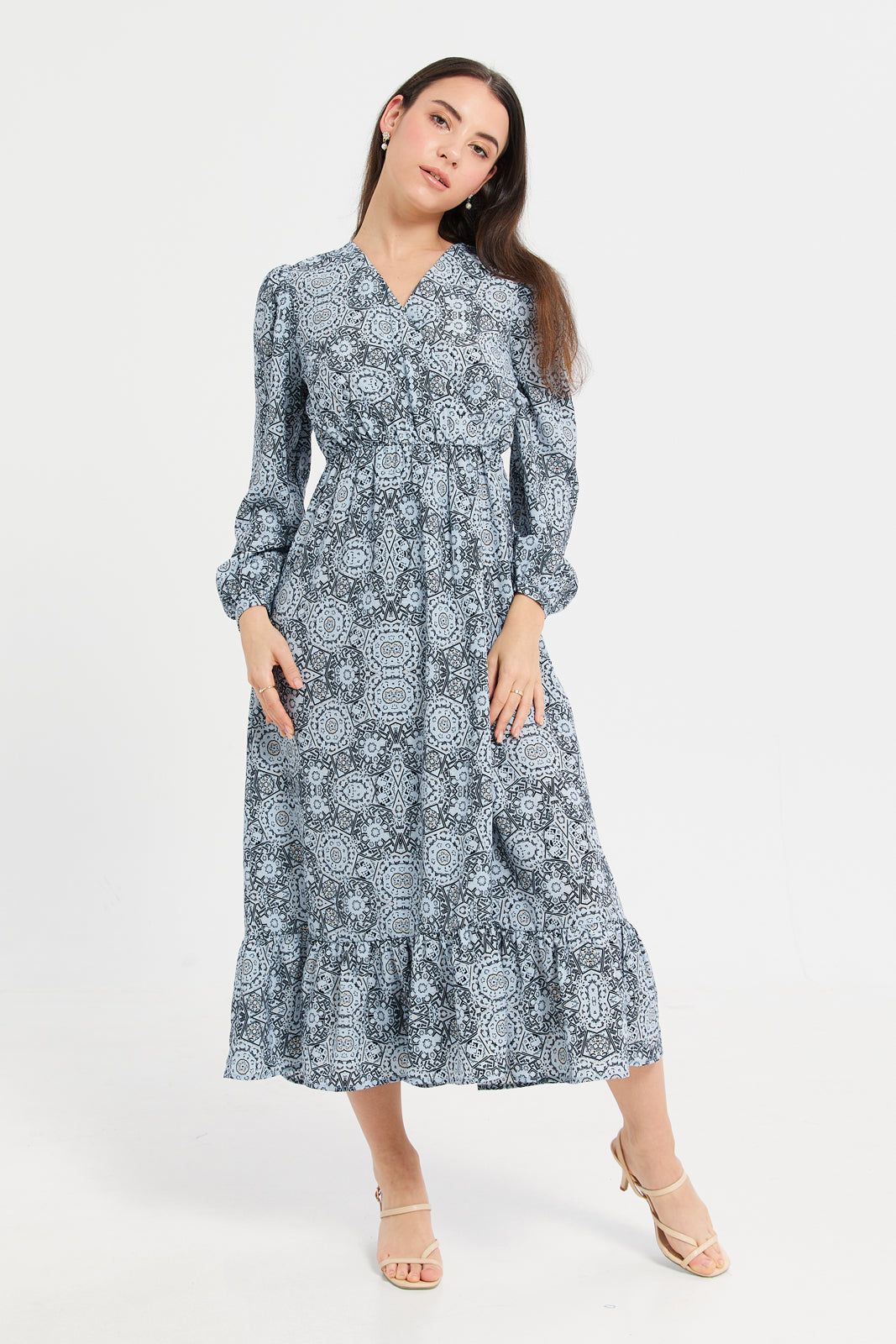 Women Blue Printed Dress sold by Redtag