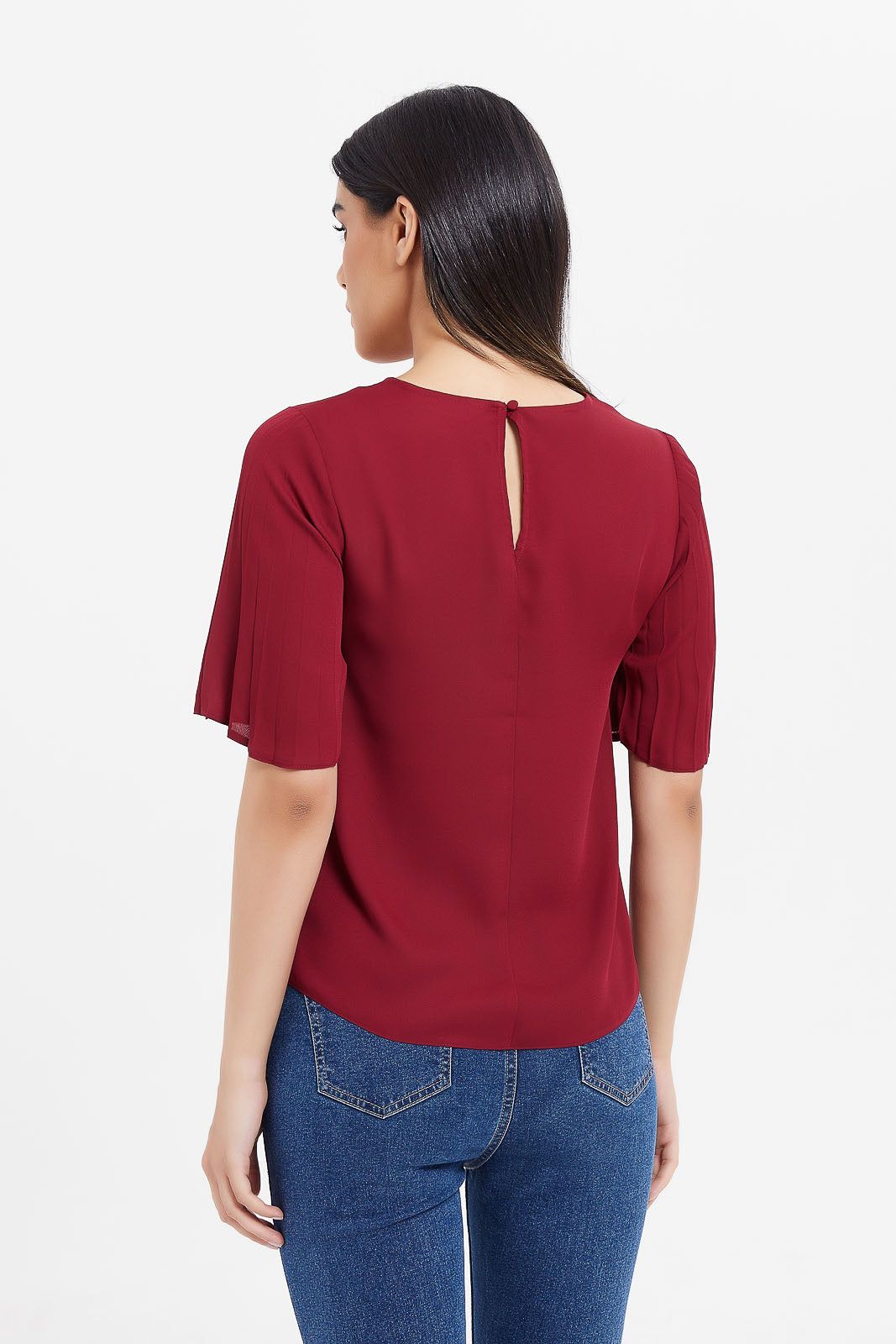 Women Red Pleated Sleeve Blouse sold by Redtag product image thumbnail 3