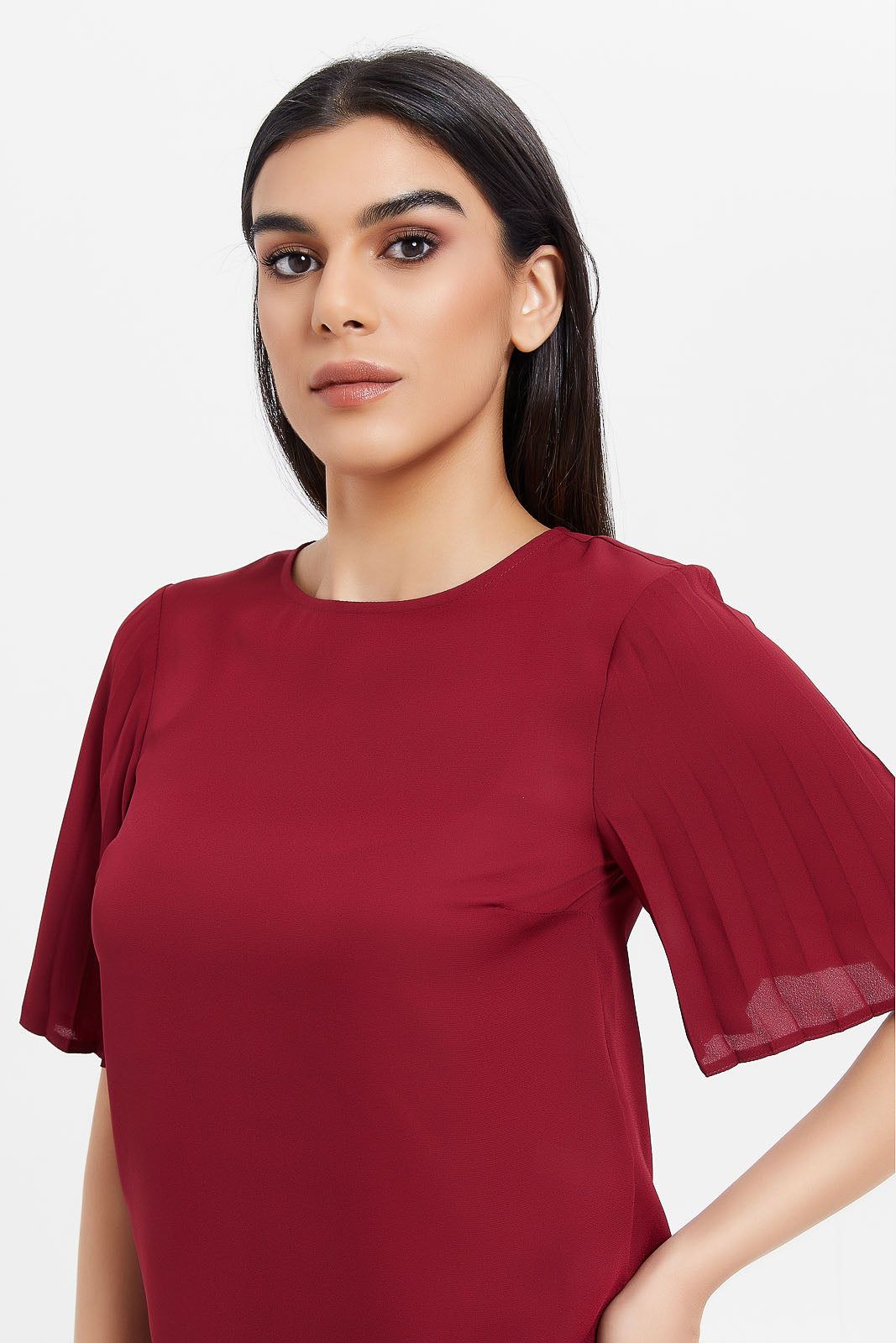 Women Red Pleated Sleeve Blouse sold by Redtag product image thumbnail 4