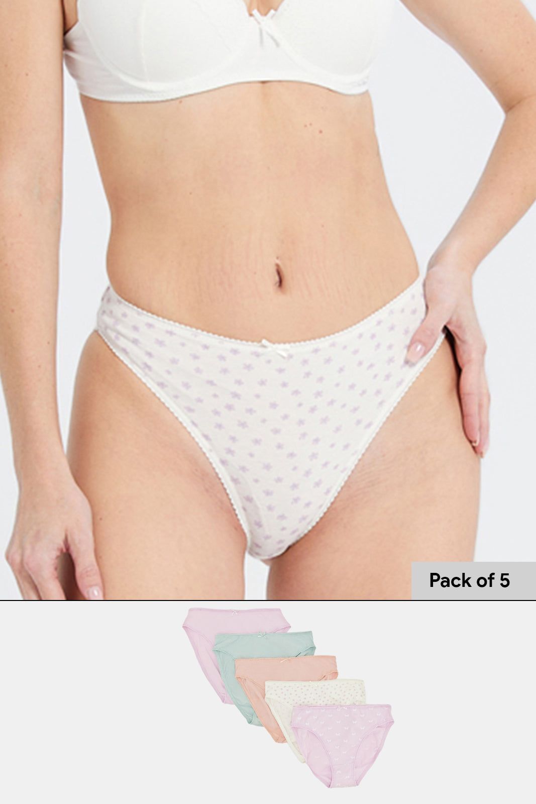 Women Assorted High Leg Brief Set (5 Piece) sold by Redtag product image thumbnail 3