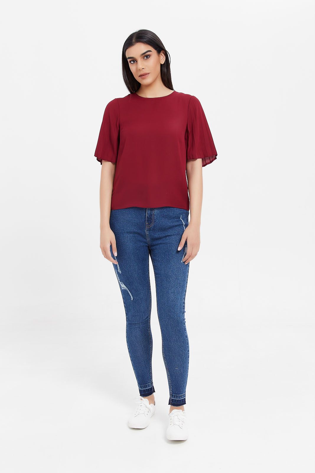 Women Red Pleated Sleeve Blouse sold by Redtag product image thumbnail 2