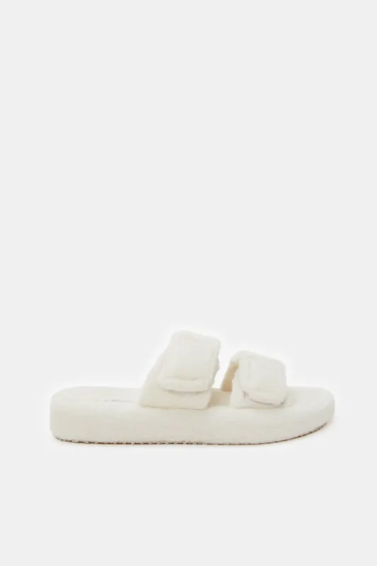 Women White Double Strap Slipper sold by Redtag