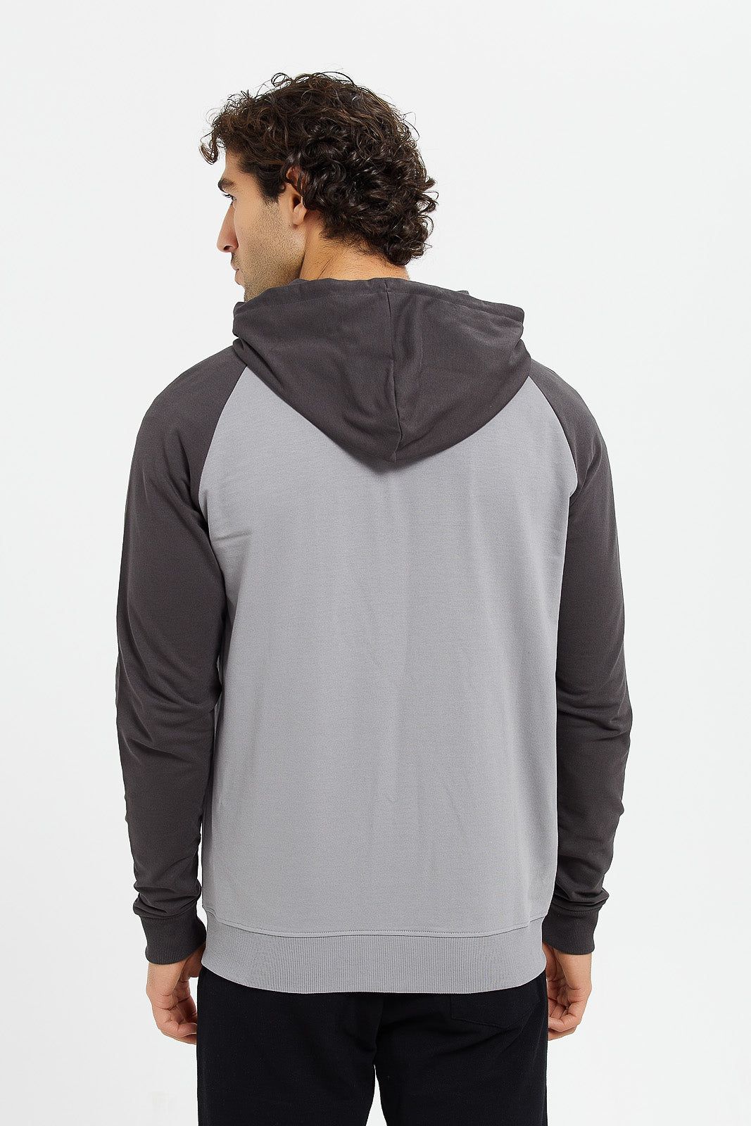 Men Charcoal And Grey Raglan Hooded sweatshirt sold by Redtag product image thumbnail 3