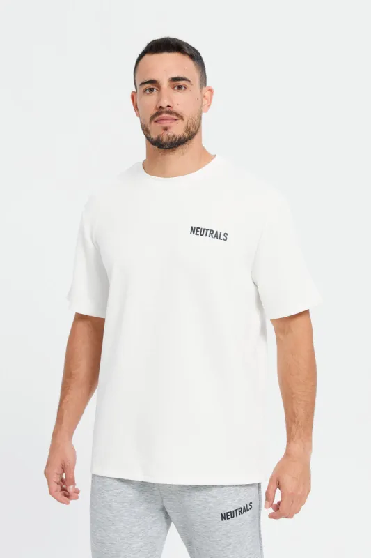 Men Ivory Placement Print T-Shirt sold by Redtag