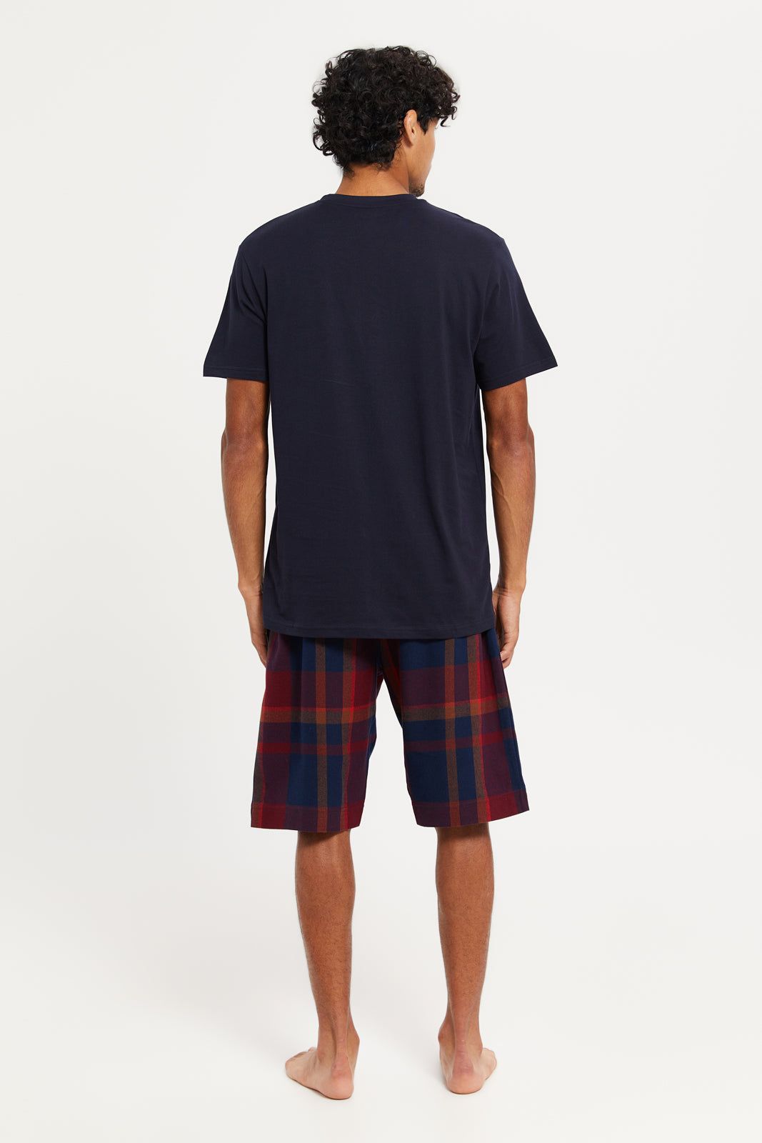 Men Charcoal And Navy Checked Nightwear Set (2 Piece) sold by Redtag product image thumbnail 4