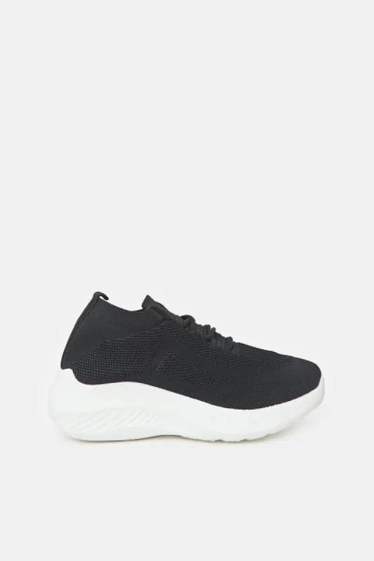 Women Black Lace Up Sneakers sold by Redtag