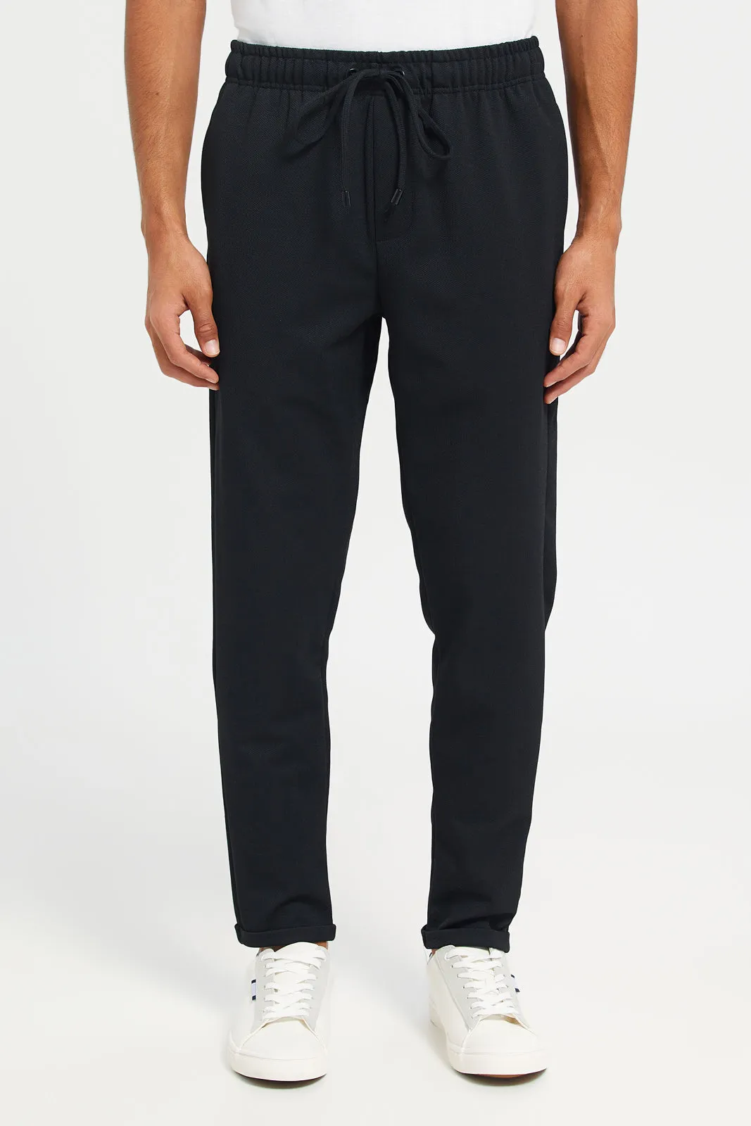 Men Black Pull-On Trouser sold by Redtag