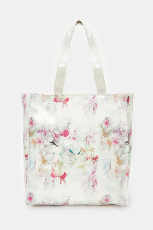 Women White Printed Shopper sold by Redtag