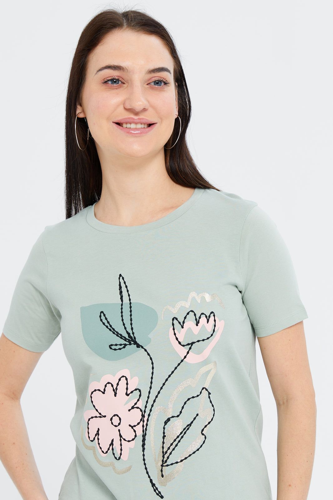 Women Mint Floral Embellished T-Shirt sold by Redtag product image thumbnail 4