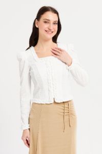 Women Ivory Textured Top sold by Redtag