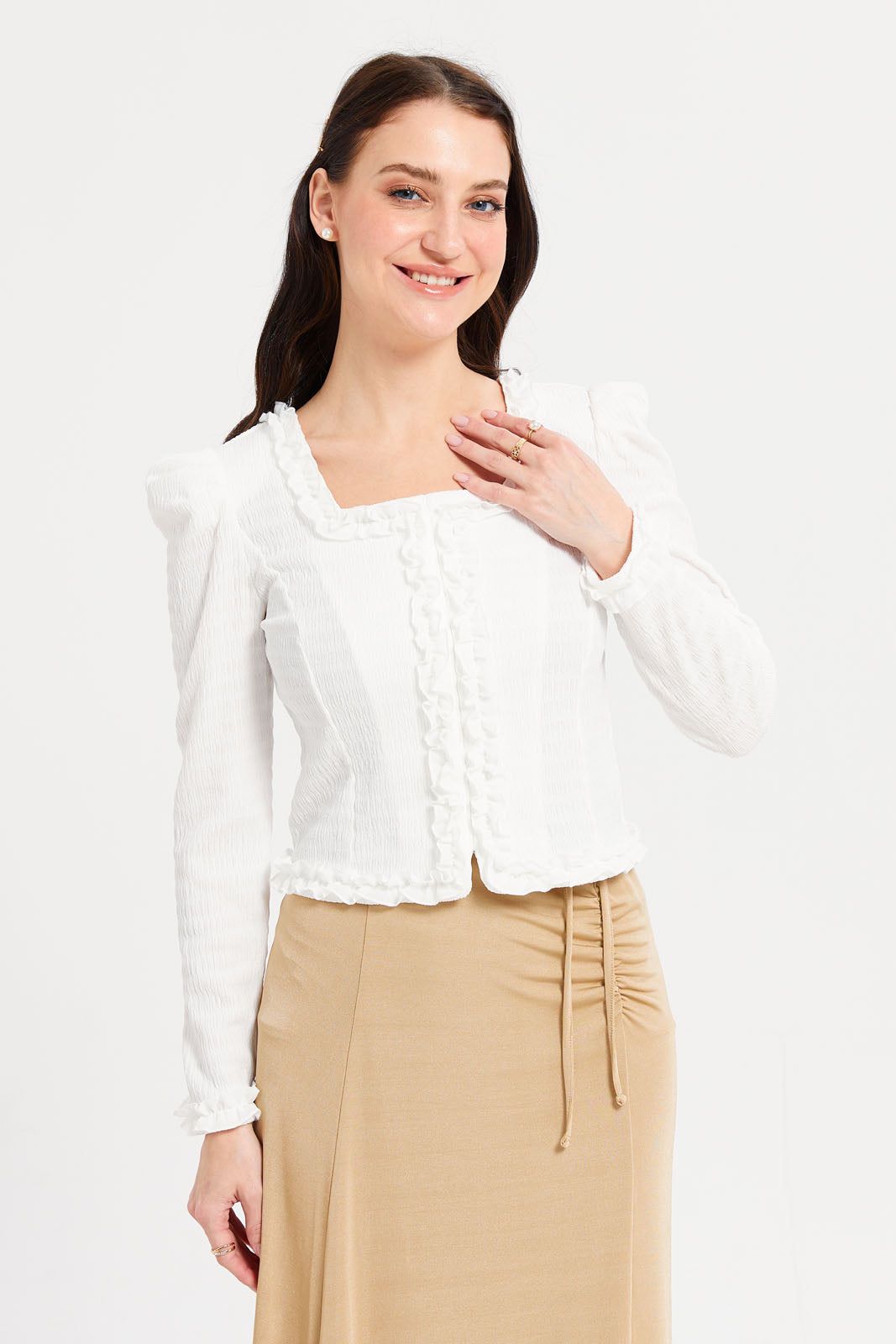 Women Ivory Textured Top sold by Redtag