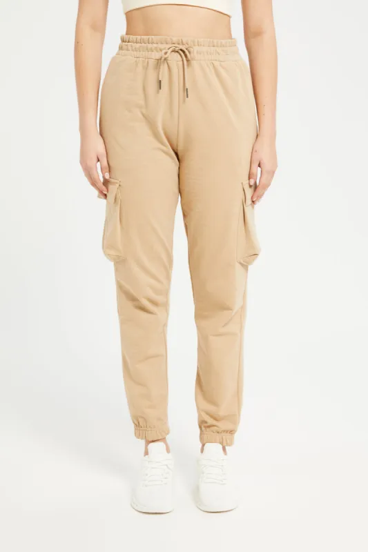 Women Beige Jogger With Utility Pockets sold by Redtag
