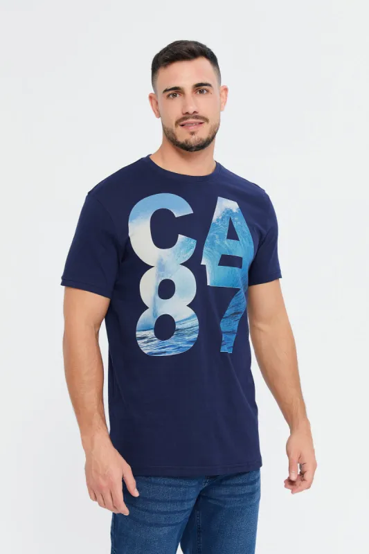 Men Navy CA 87 Print Graphic T-Shirt sold by Redtag