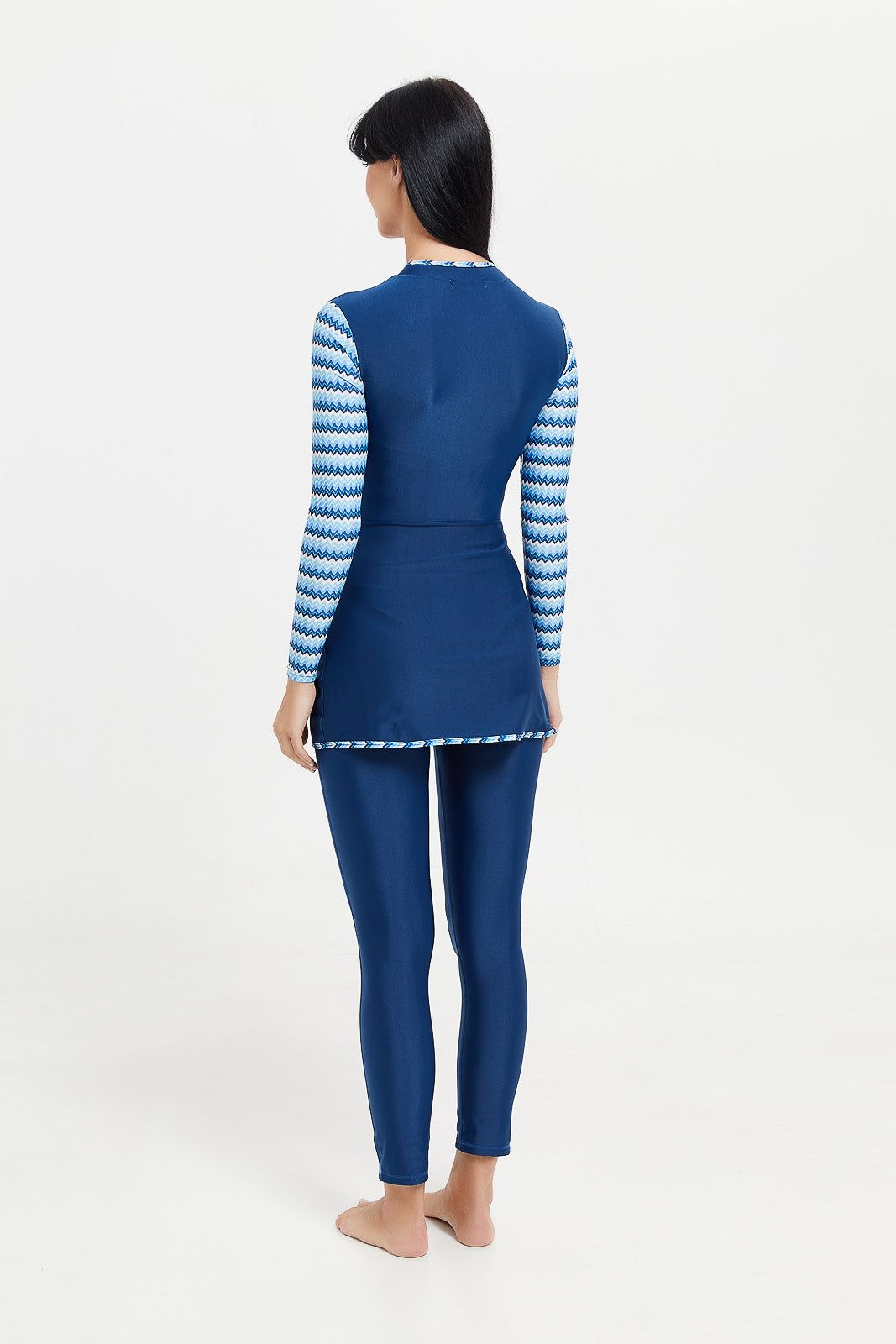 Women Blue Striped Swim Burkini Set (2 Piece sold by Redtag product image thumbnail 5