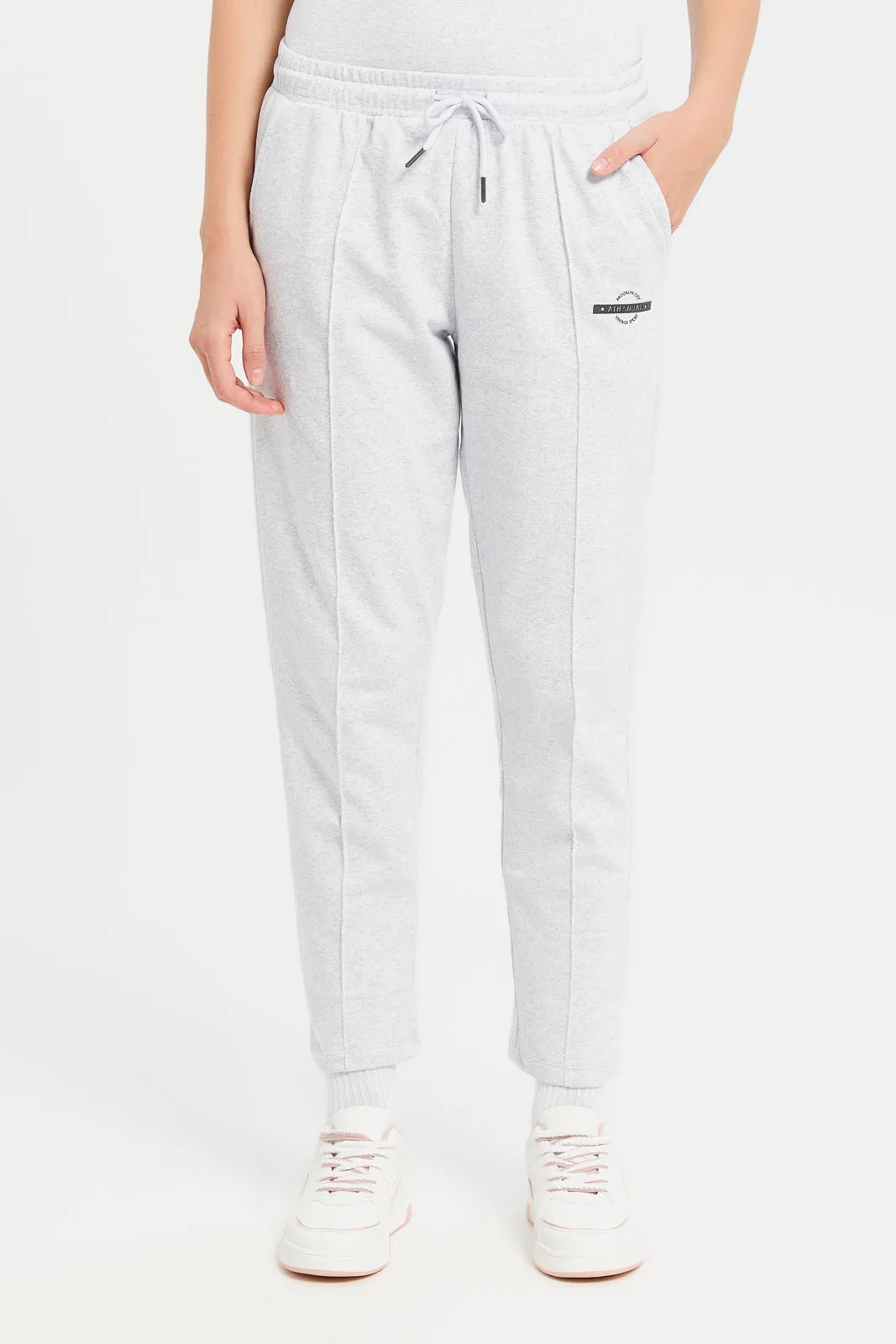 Women Grey Track Pants With Placement Print sold by Redtag