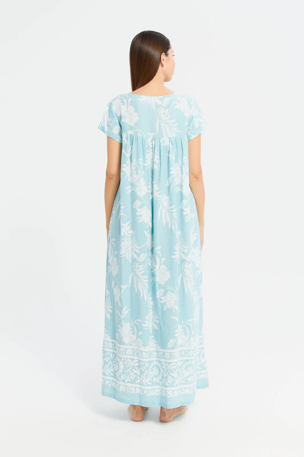 Women Blue Printed Embellished Nightgown sold by Redtag product image thumbnail 3