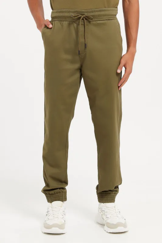 Men Green Basic Pull On Twill Joggers sold by Redtag