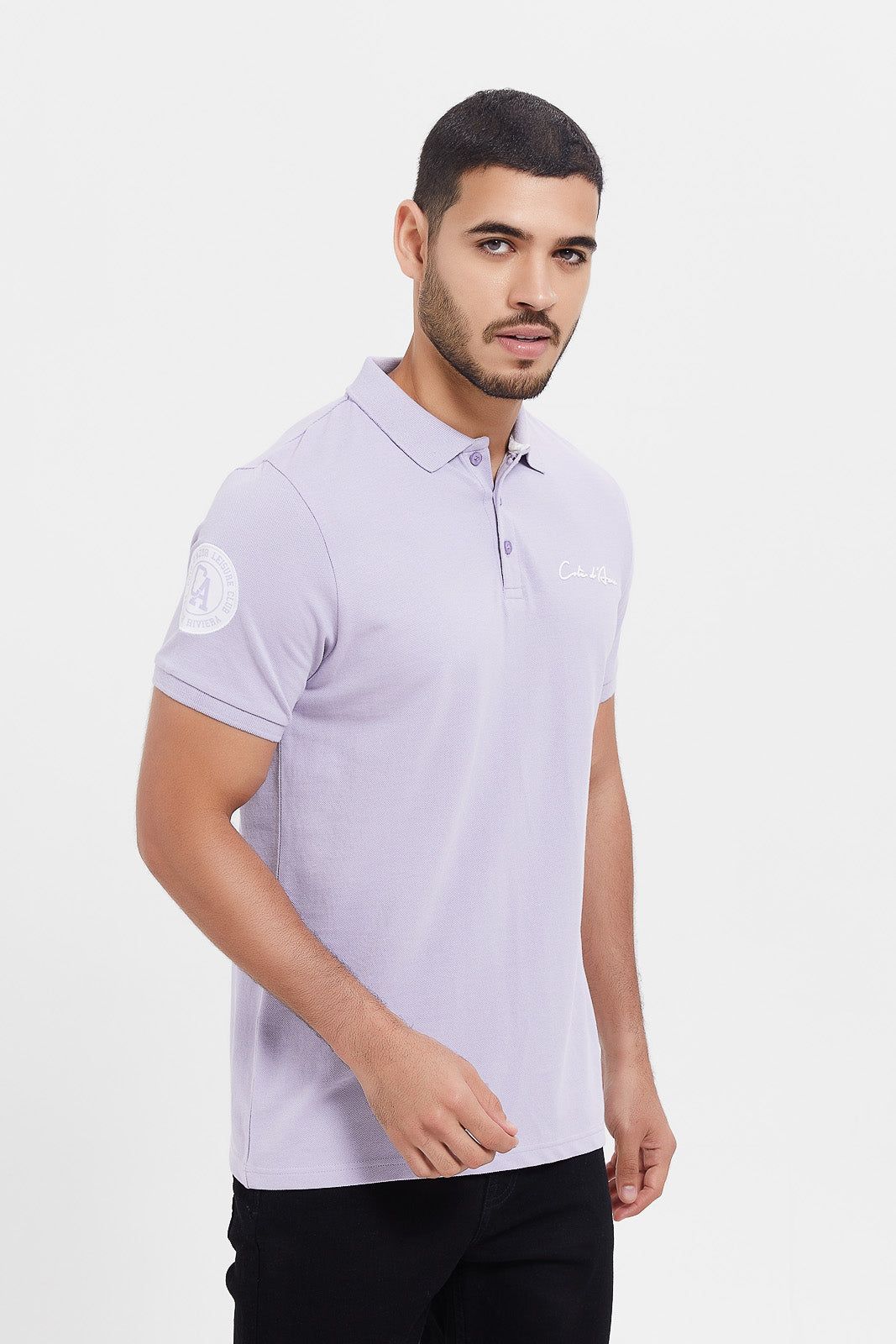 Men Lilac Varsity Sports Polo Shirt sold by Redtag