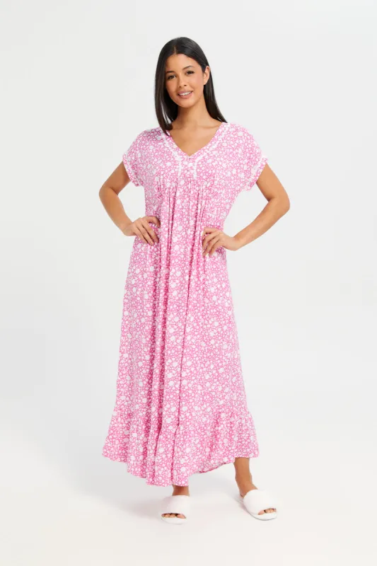 Women Assorted Short Sleeve Printed Nightgown sold by Redtag