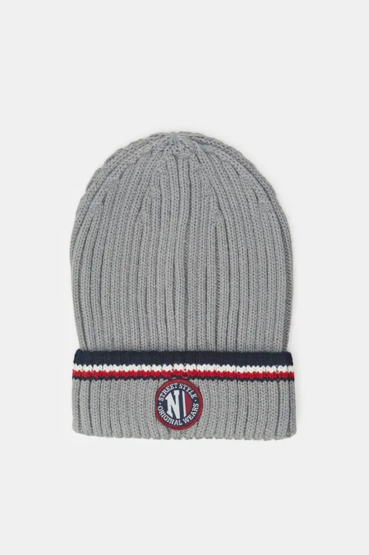 Men Grey Knitted Cap sold by Redtag