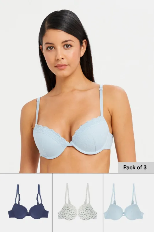 Women Assorted Print Plunge Bra Set (Pack of 3) sold by Redtag