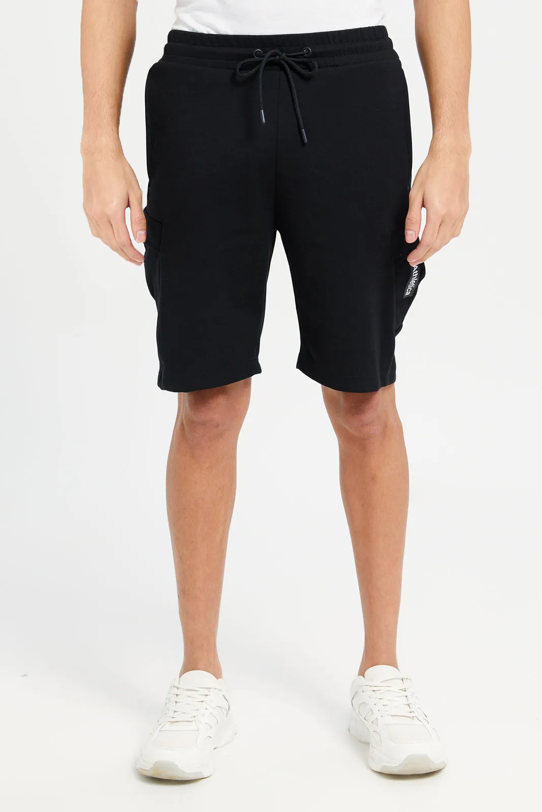 Men Black Elasticated Waistband Active Shorts sold by Redtag