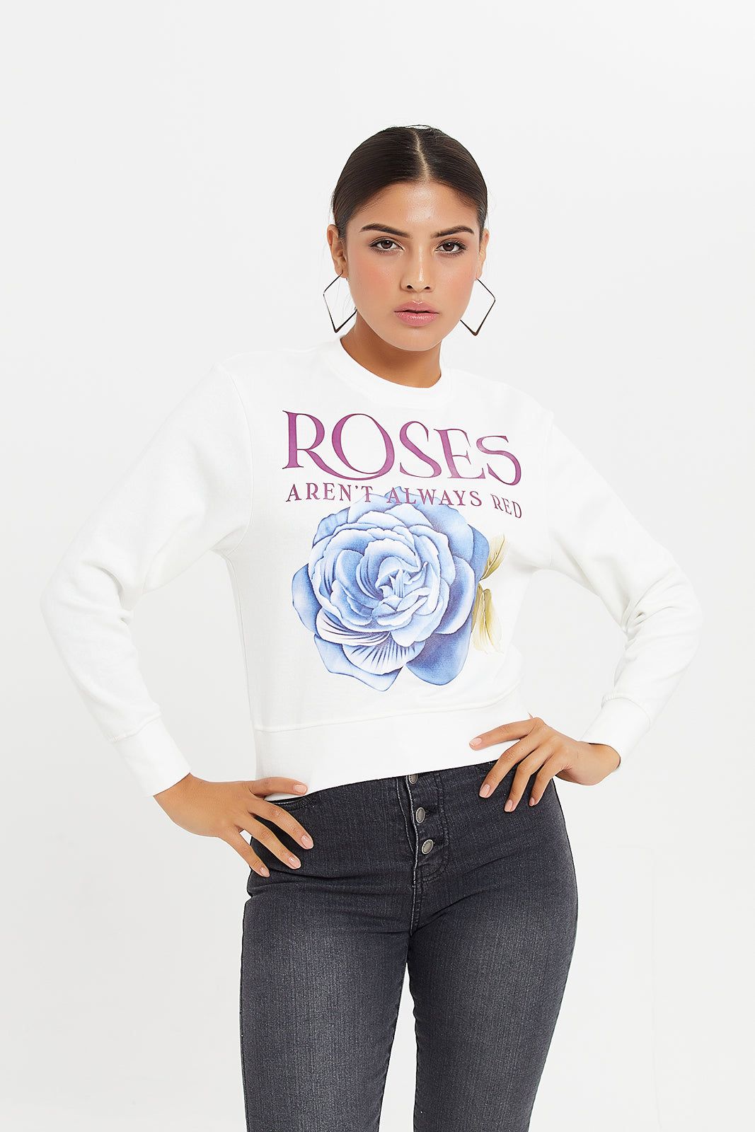 Women White Sweatshirt With Front Print sold by Redtag