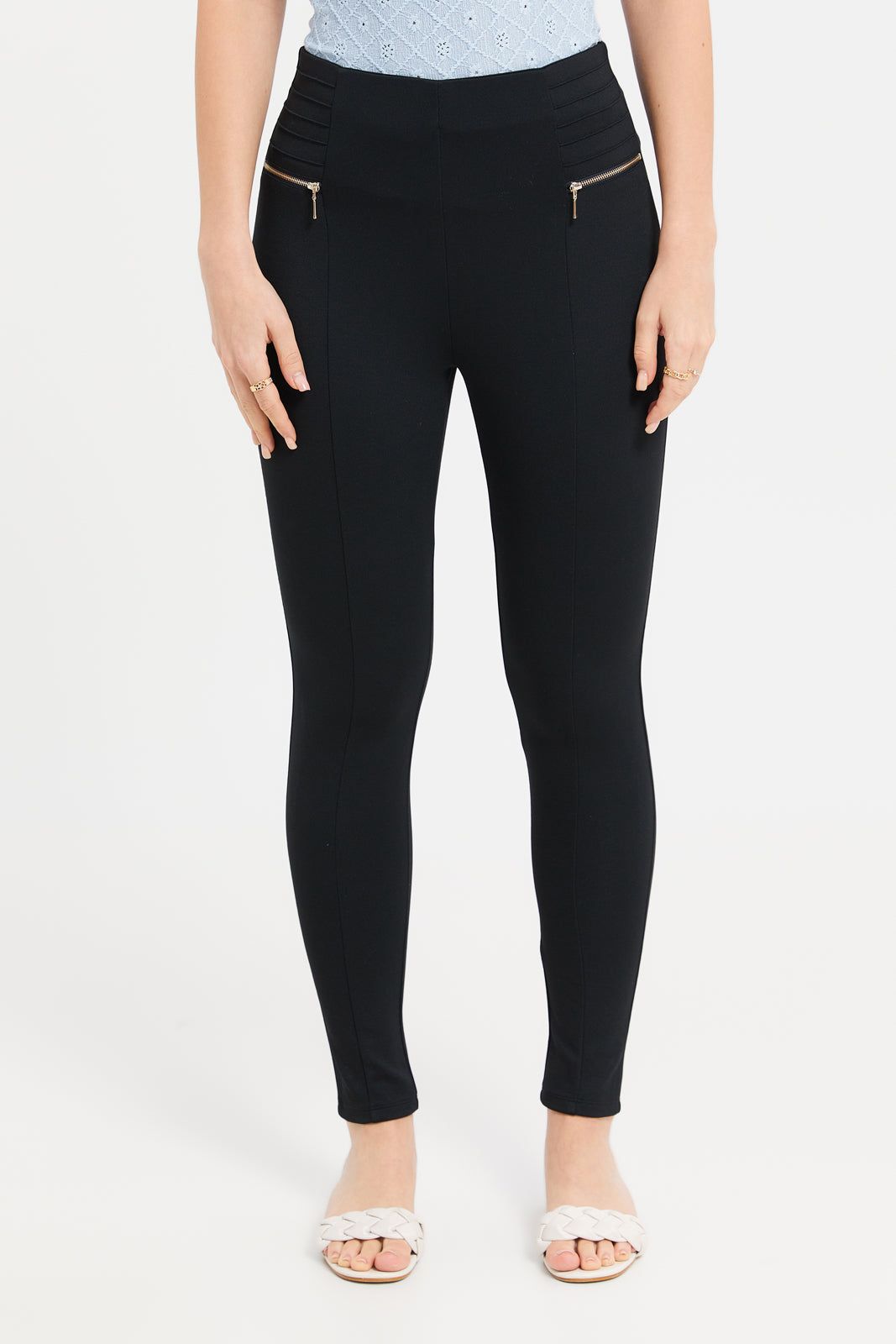 Women Black Side Zipper Leggings sold by Redtag