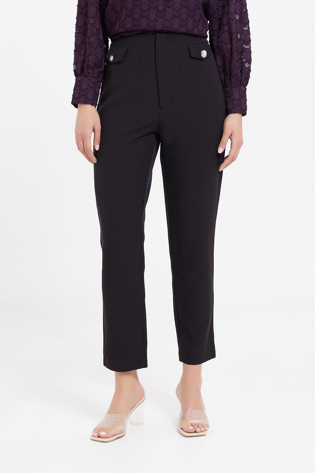 Women Black High Waist Trousers sold by Redtag