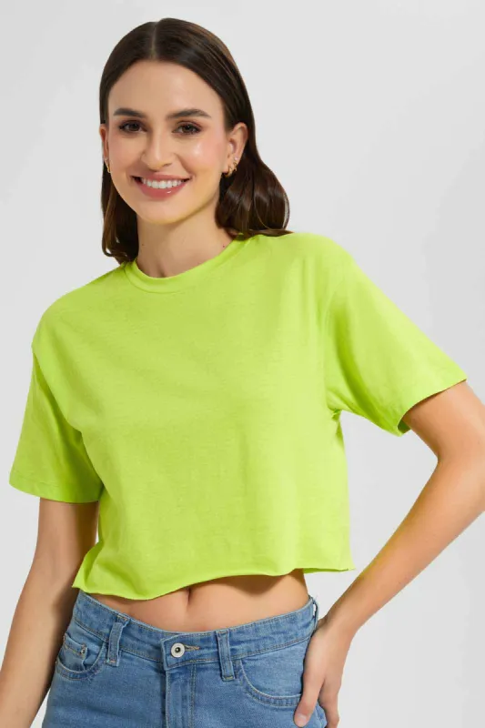 Green Cropped T-Shirt sold by Redtag