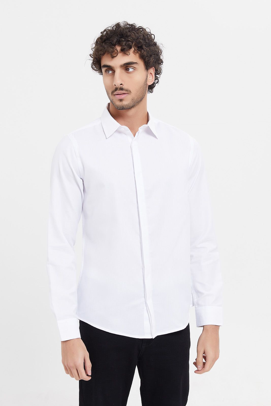 Men White Plain Formal Shirt sold by Redtag