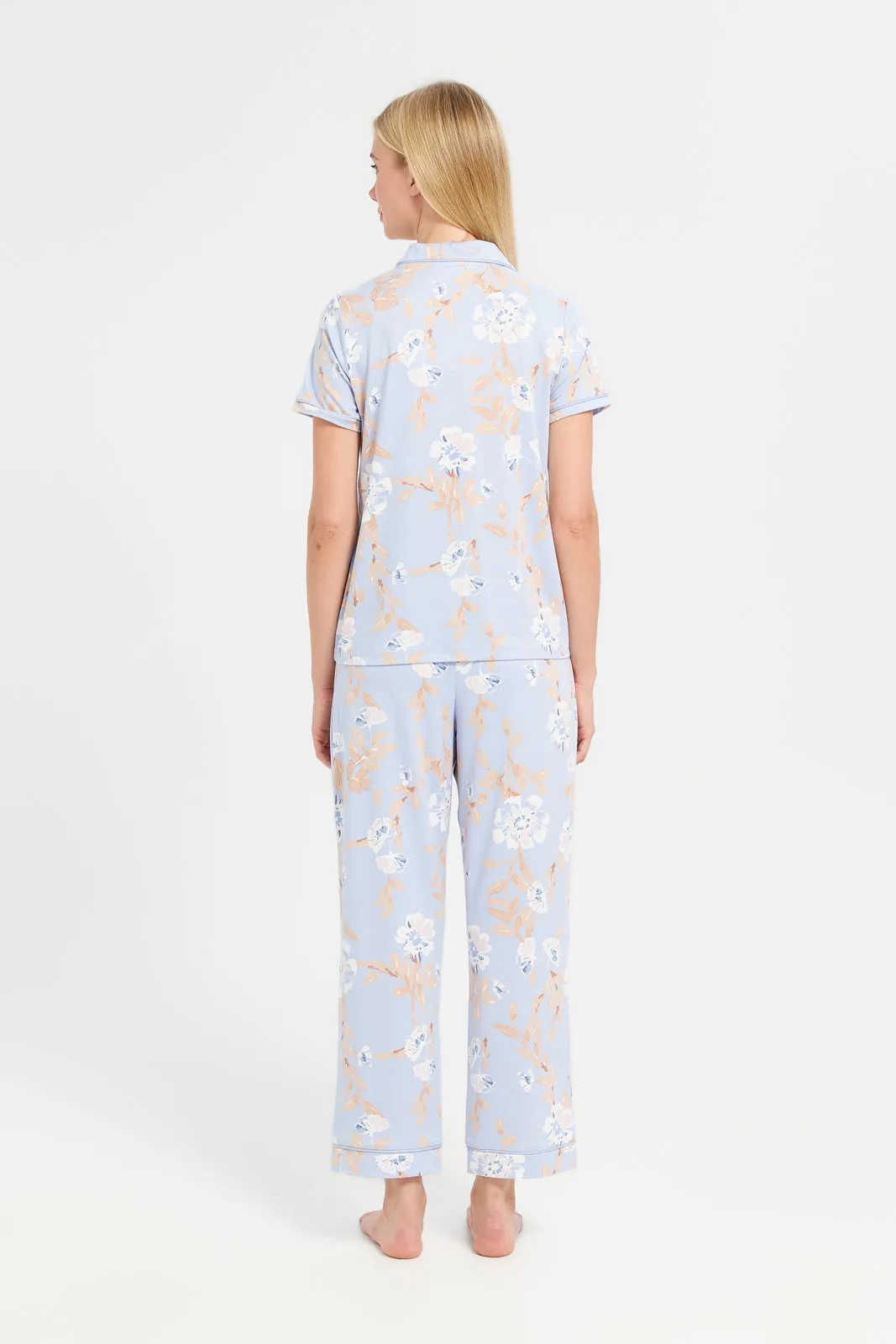 Women Blue Printed Pyjama Set (2 Piece) sold by Redtag product image thumbnail 4