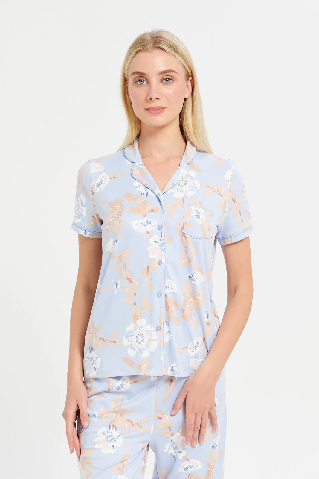 Women Blue Printed Pyjama Set (2 Piece) sold by Redtag product image thumbnail 2