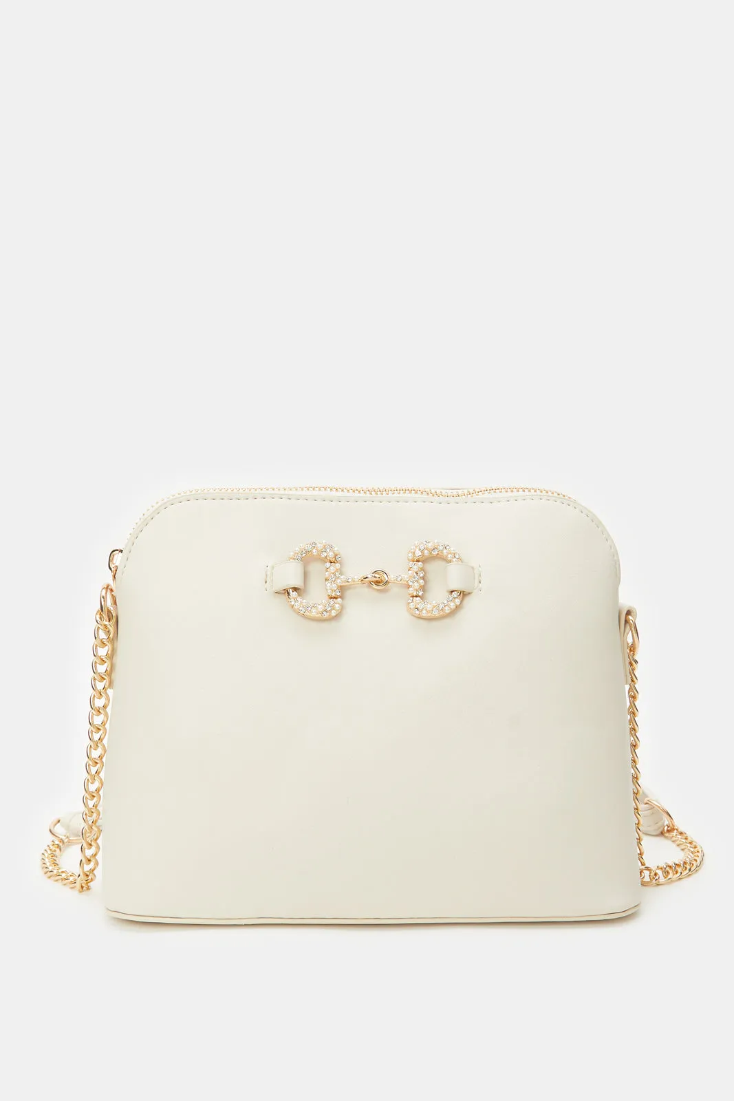 Women Beige Pearls Cross Body Bag sold by Redtag