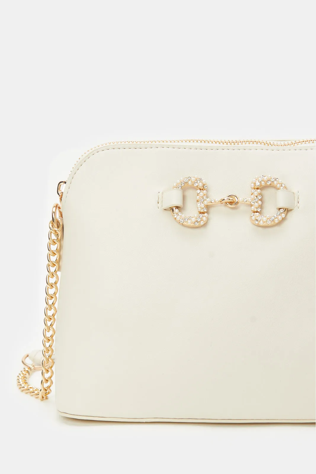 Women Beige Pearls Cross Body Bag sold by Redtag product image thumbnail 3