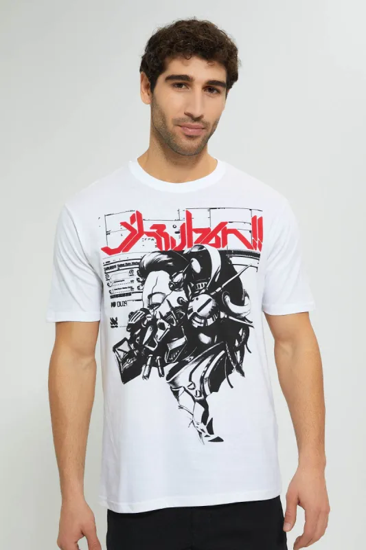 White Digital Printed T-Shirt sold by Redtag