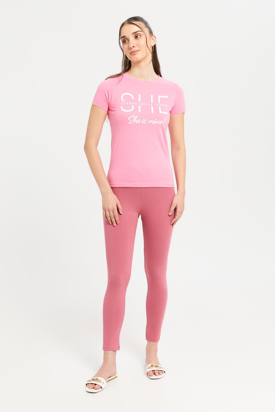 Women Pink She Is Mine Printed T-Shirt sold by Redtag product image thumbnail 2