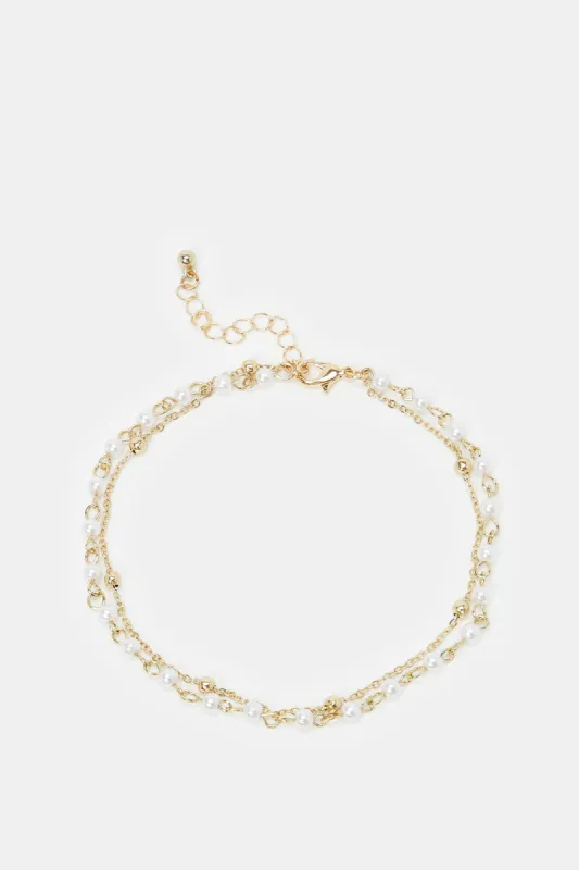 Women Gold Embellished Anklet sold by Redtag