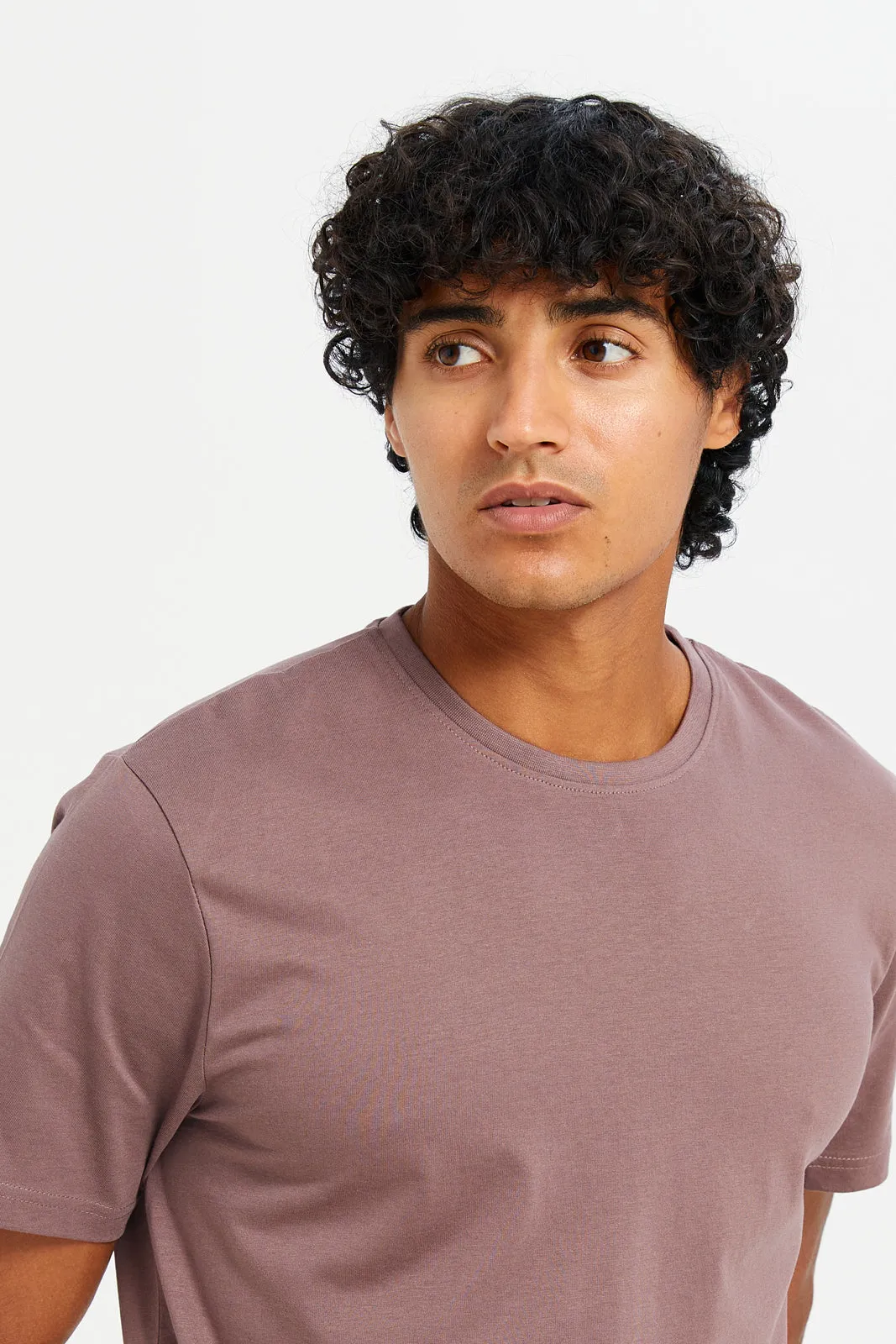 Men Purple Cotton T-Shirt sold by Redtag product image thumbnail 4