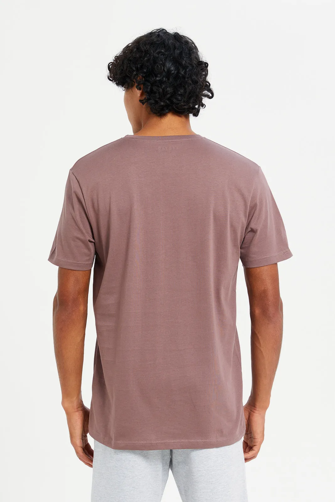 Men Purple Cotton T-Shirt sold by Redtag product image thumbnail 3