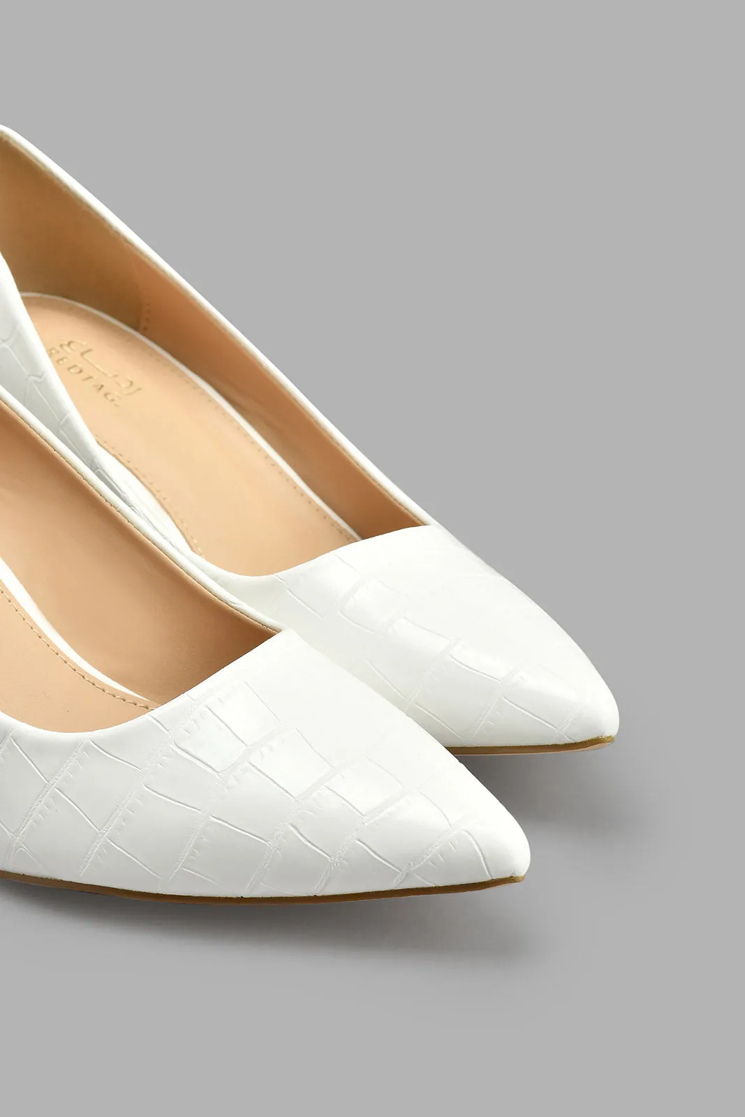 White Embossed Court Shoe sold by Redtag product image thumbnail 2