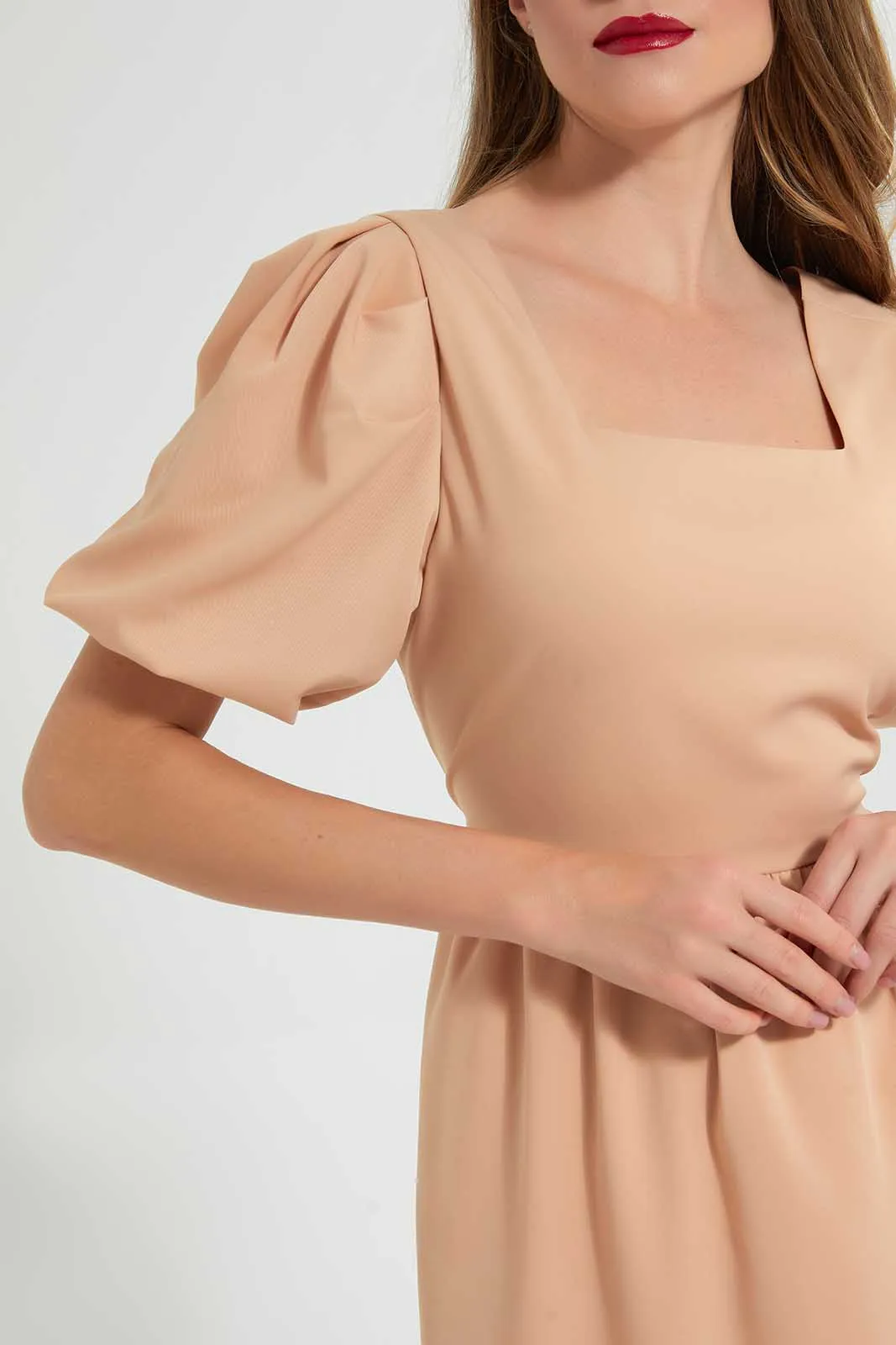 Beige Cut Out Back Dress sold by Redtag product image thumbnail 3