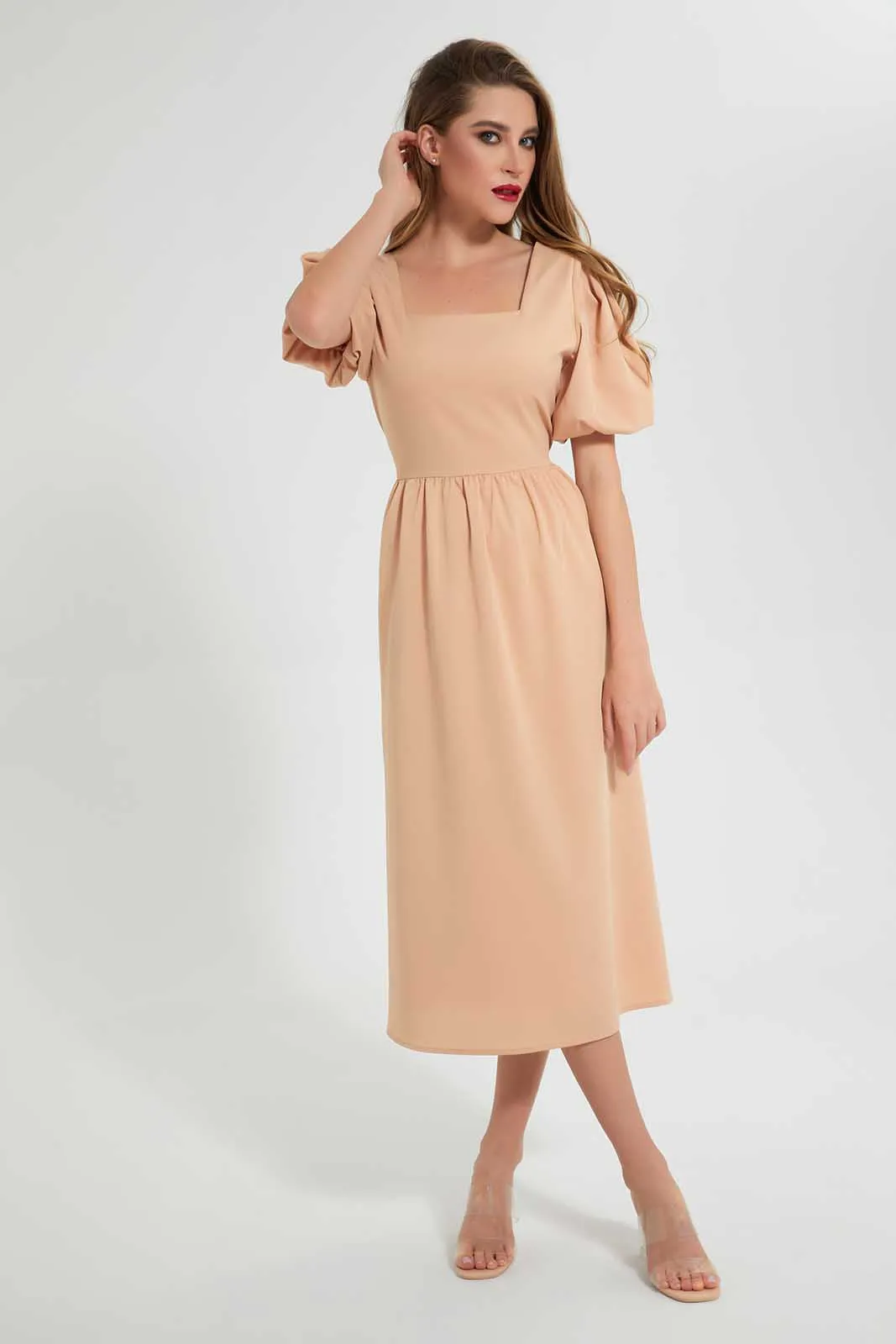 Beige Cut Out Back Dress sold by Redtag product image thumbnail 4