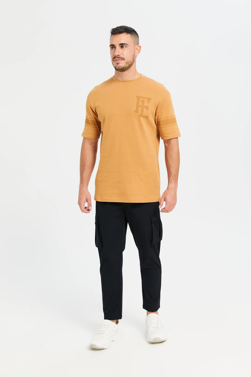 Men Yellow Printed Longline Varsity T-Shirt sold by Redtag product image thumbnail 2