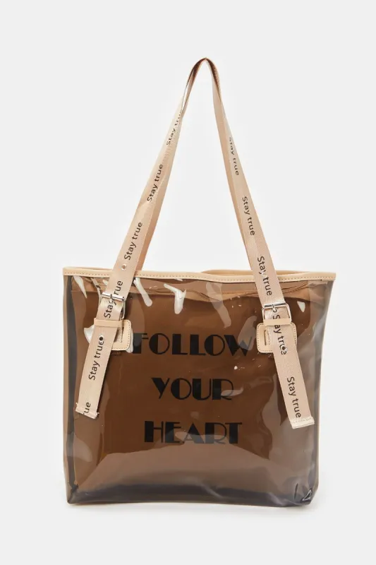 Women Brown Printed Shopper sold by Redtag