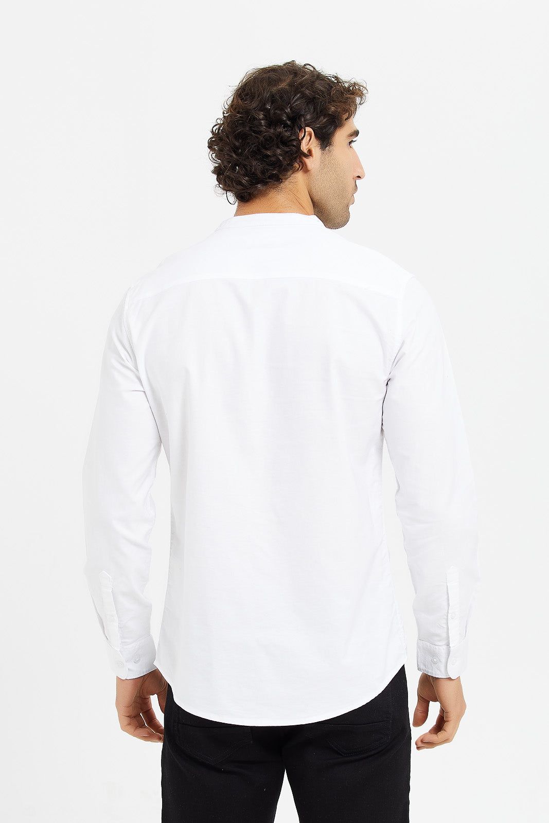 Men Beige Mandarin Collar Shirt sold by Redtag product image thumbnail 3